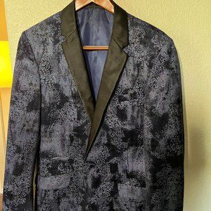Velvet Navy Print Dinner Jacket Size 40